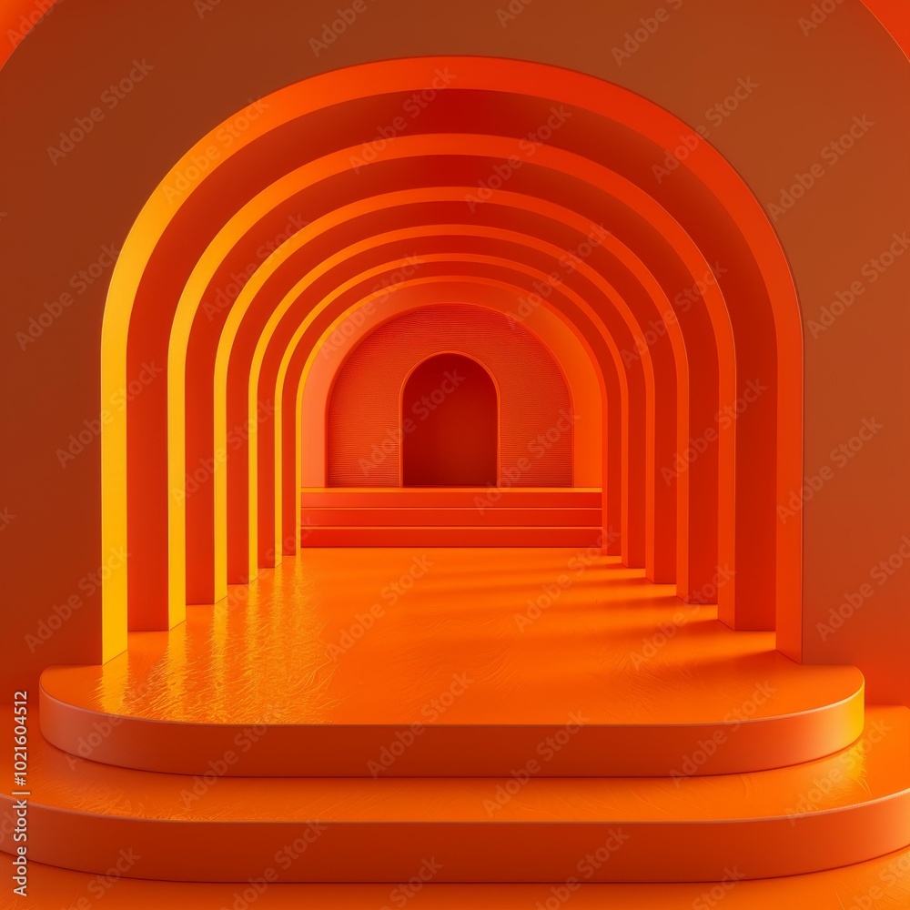 Abstract Orange Archway Corridor Illustration Abstract Orange Archway Corridor Illustration