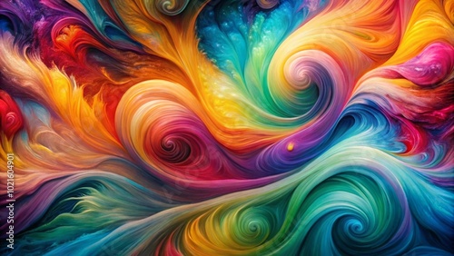 Vibrant Abstract Paint Swirls Creating a Colorful Canvas of Artistic Expression and Creativity