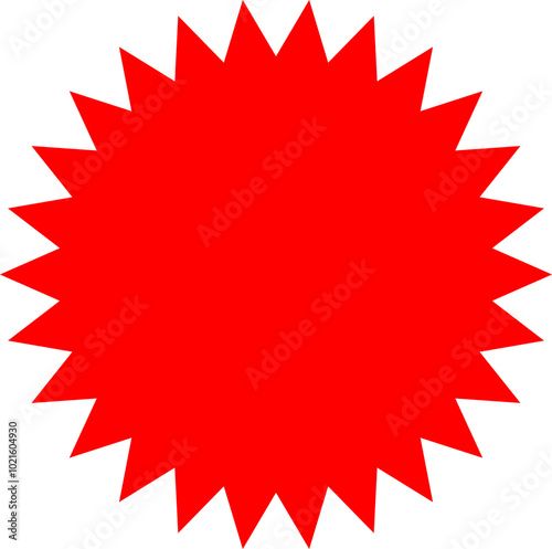 Starburst red sticker set - collection of special offer sale round and oval sunburst labels and buttons isolated on white background. Promo stickers with star edges. Vector