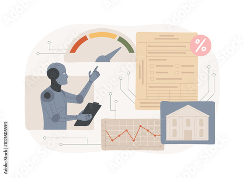 AI-Driven Credit Risk Assessment abstract concept vector illustration.