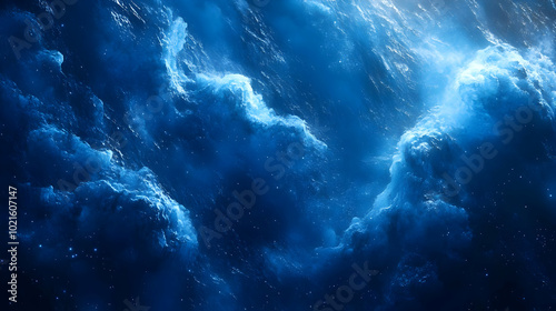 Abstract Background with Blue and White Swirls and Stars