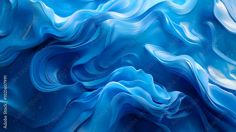 Obraz premium Abstract Blue Wavy 3D Background