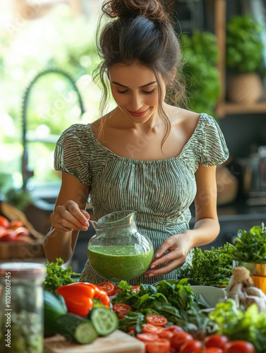 A pregnant woman preparing ...