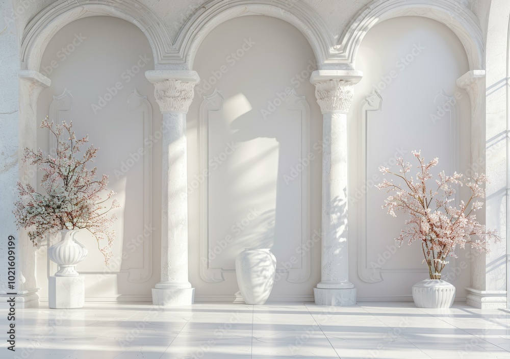 Naklejka premium Elegant White Architectural Interior Design