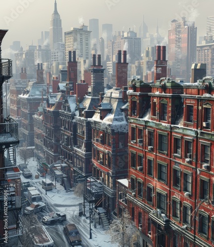 Snowy Winter Cityscape of New York photo