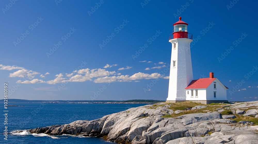 Lighthouse on a Rocky Coast. Lighthouse on a Rocky Coast.