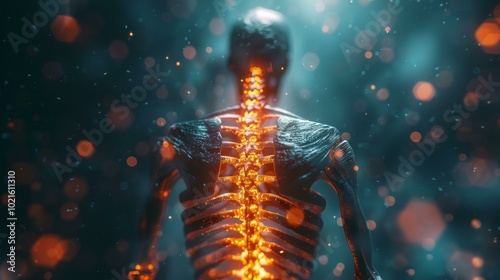 Glowing futuristic spine