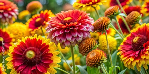 Vibrant Chrysanthemum Segetum Corn Marigold Blossoms in a Beautiful Natural Garden Setting