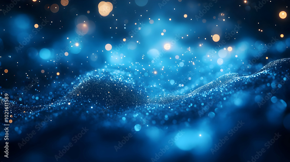 Obraz premium Abstract Blue Background with Glitter and Bokeh