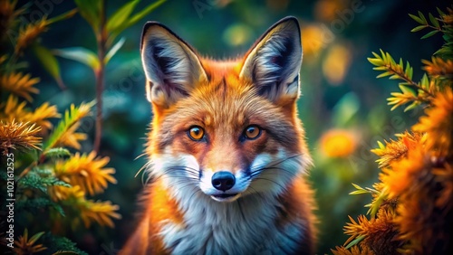 Vibrant Colorful Fox in a Natural Setting Showcasing Stunning Fur Patterns and Bright Hues