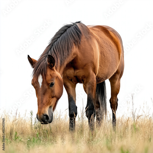 Horse Grazing Isolated