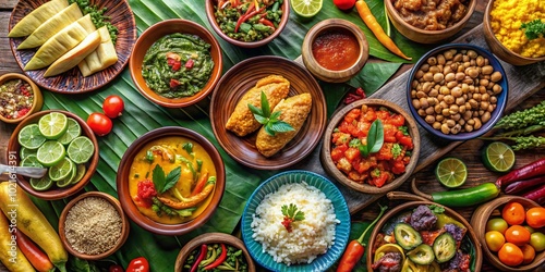 Vibrant Display of Traditional Honduran Cuisine Featuring Local Dishes and Colorful Ingredients