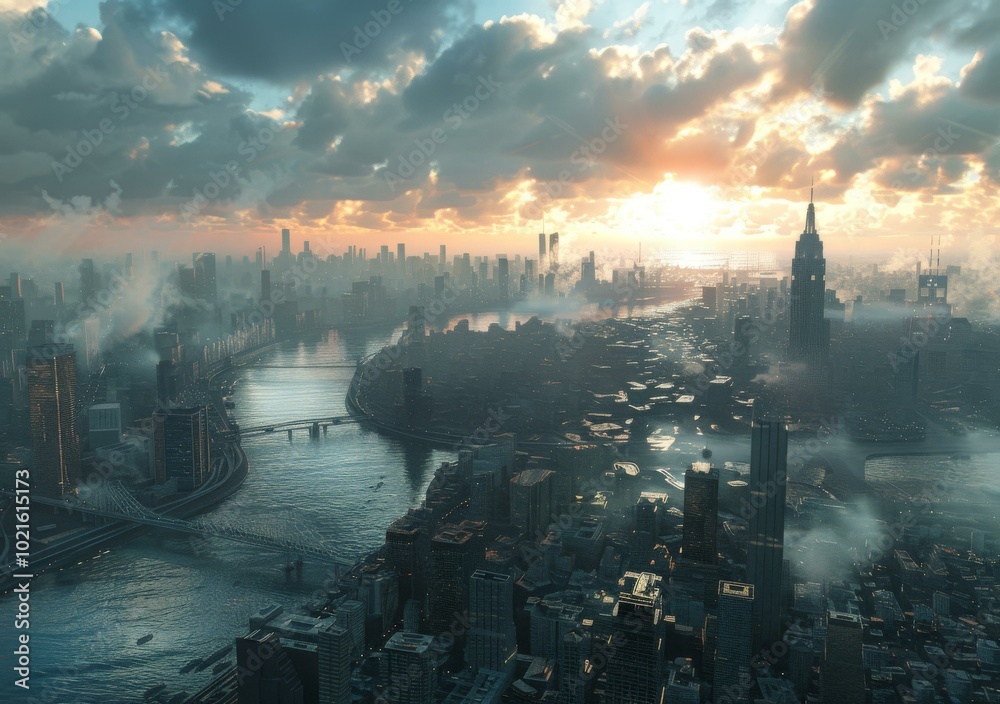 Futuristic Cityscape at Sunset Futuristic Cityscape at Sunset