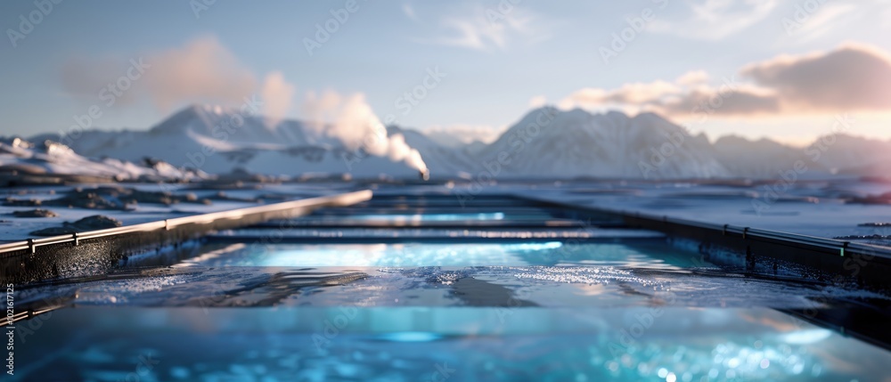 Naklejka premium Daytime View of Salt Pools with Mountain Background