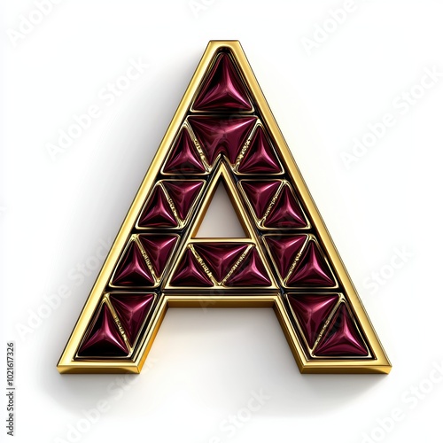 Crimson and Gold Letter A with 3D Effect