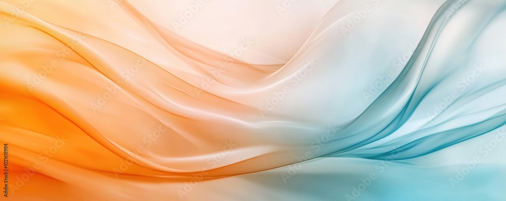 Obraz premium Soft orange and blue fabric waves abstract background. Ideal for design elements