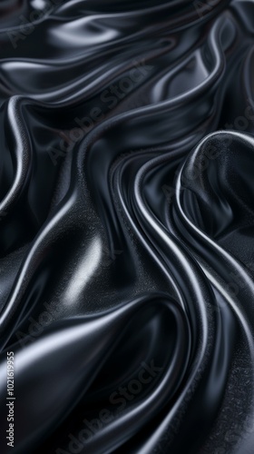 Black silk fabric with waves