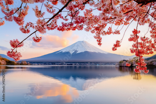 Mountain Fuji At Sunset