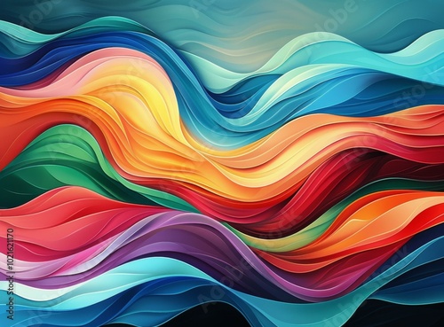 Abstract Colorful Wave Art Design