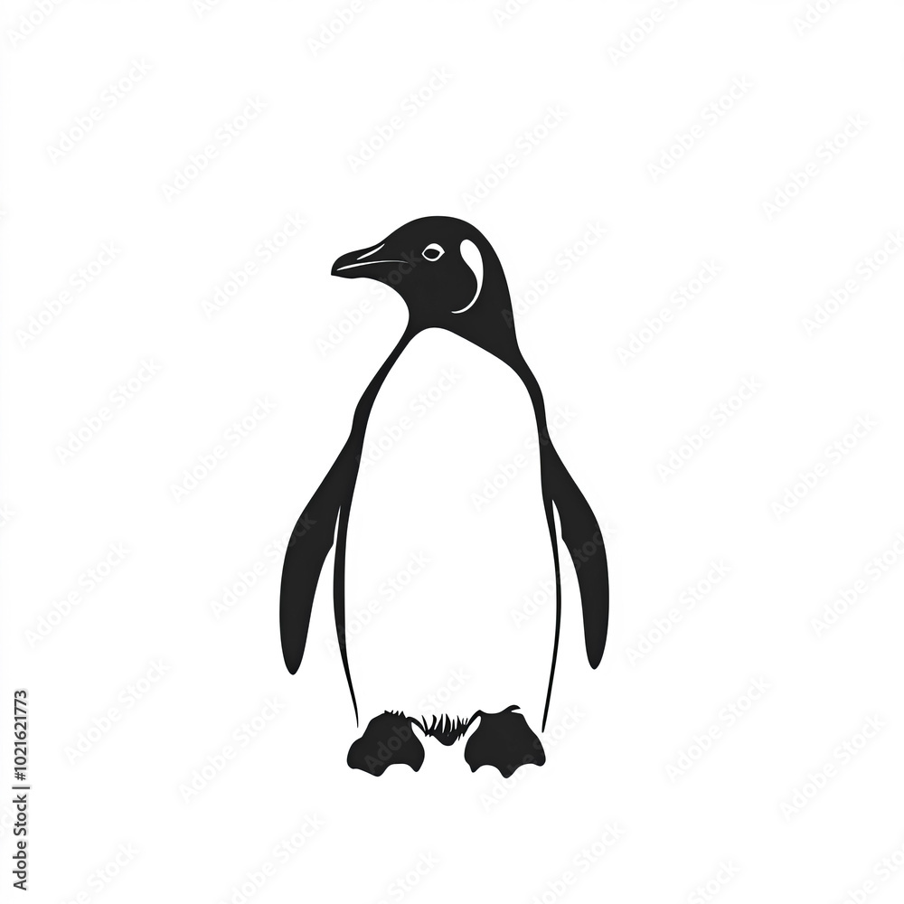 Fototapeta premium Penguin Silhouette, Illustration Isolated On White Background