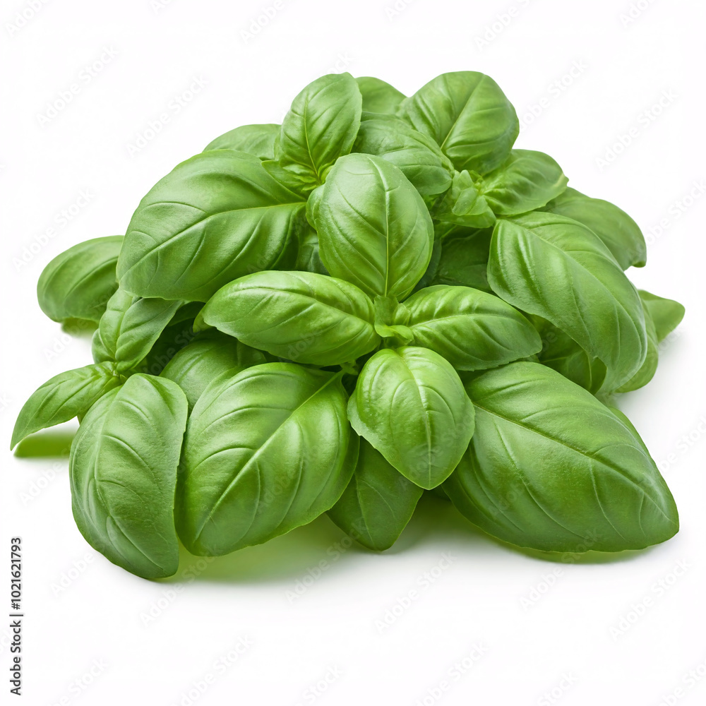 fresh green basil leaves isolated on white background fresh green basil leaves isolated on white background