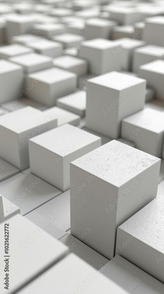 3D rendering of white cubes with beveled edges 3D rendering of white cubes with beveled edges