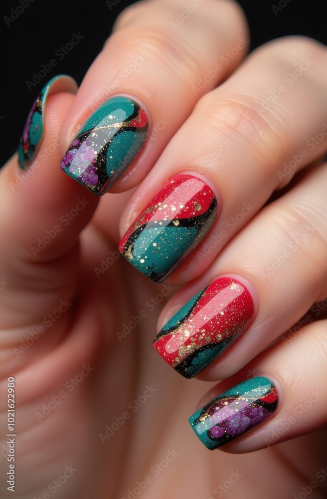 Nail art often features unique designs abstract shapes, appealing to diverse tastes, realistic, highly detailed. Generative AI tools Nail art often features unique designs abstract shapes, appealing to diverse tastes, realistic, highly detailed. Generative AI tools