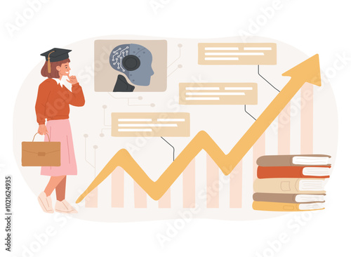 AI-Supported Career Guidance abstract concept vector illustration.