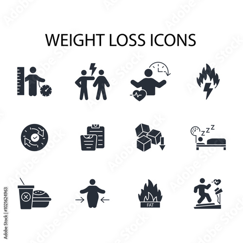 Weight loss icon set.vector.Editable stroke.linear style sign for use web design,logo.Symbol illustration.