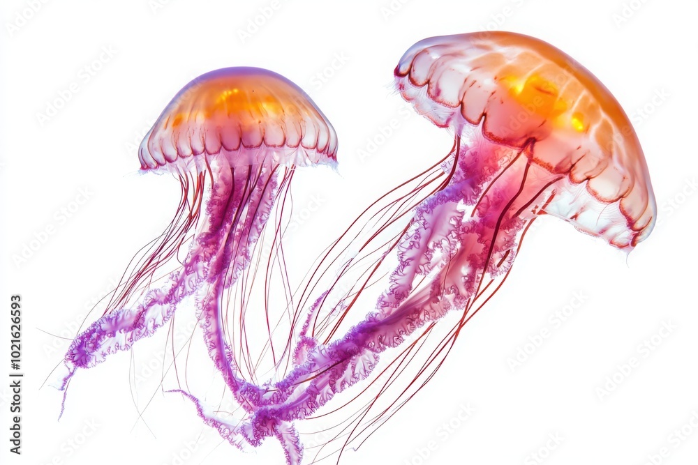 Fototapeta premium a couple of jellyfish floating in the water