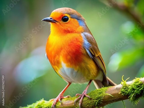 Vibrant Orange and Yellow Bird Perched on a Branch in Nature's Splendor, Showcasing Stunning Plumage and Beauty