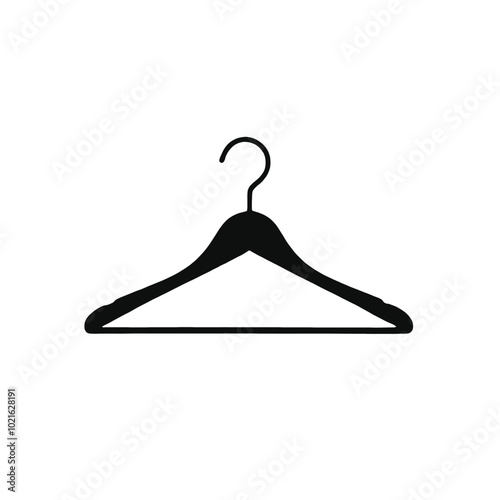 A black clothes hanger on a white background