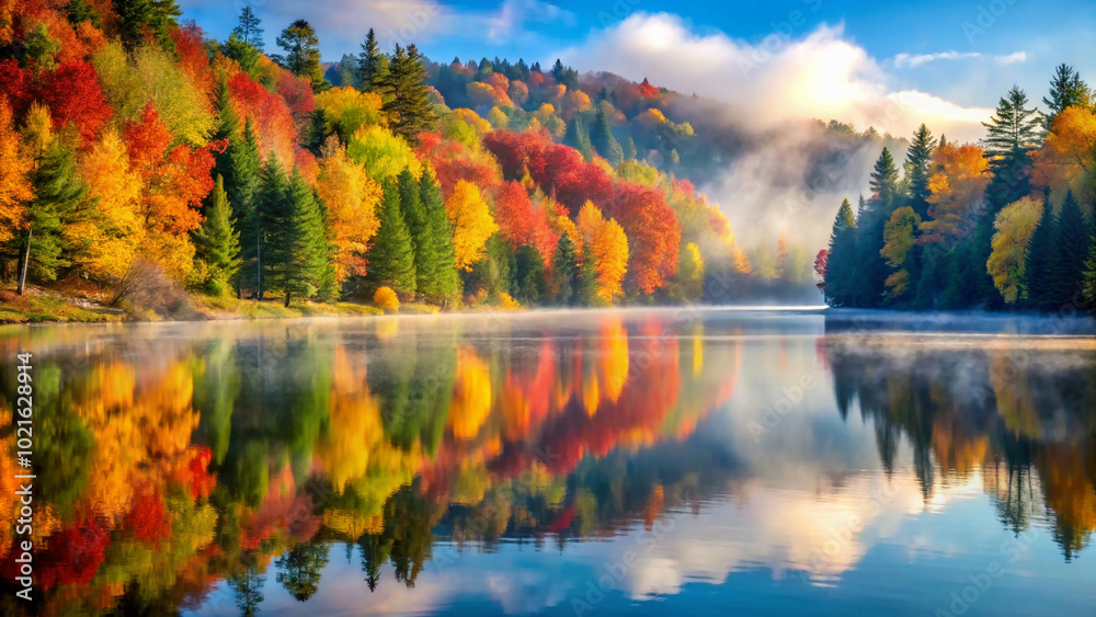 Obraz premium autumn landscape with lake