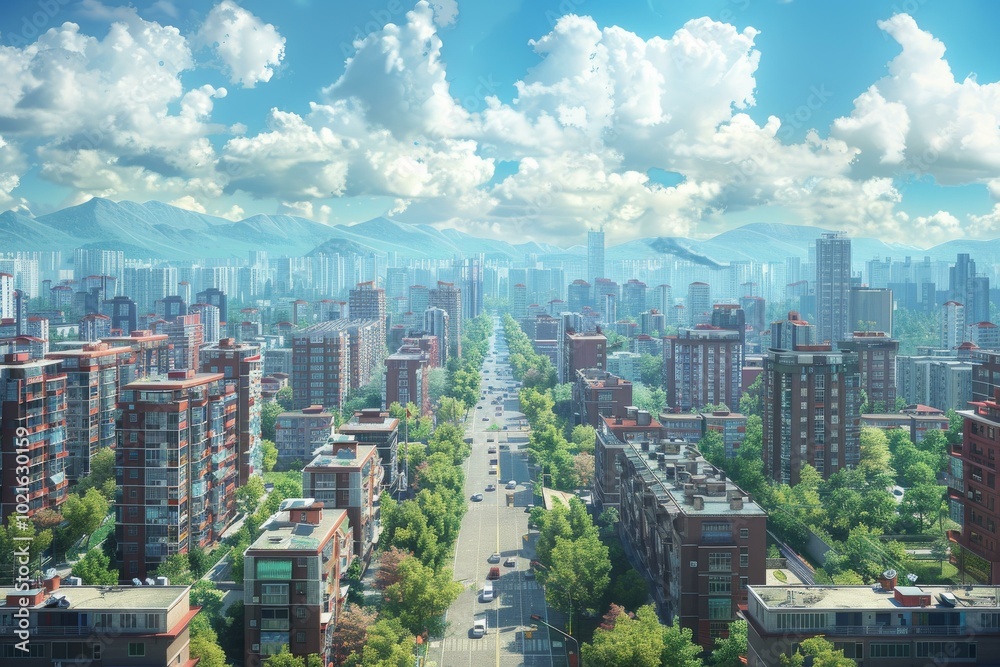Obraz premium Cityscape Aerial View of Urban Landscape