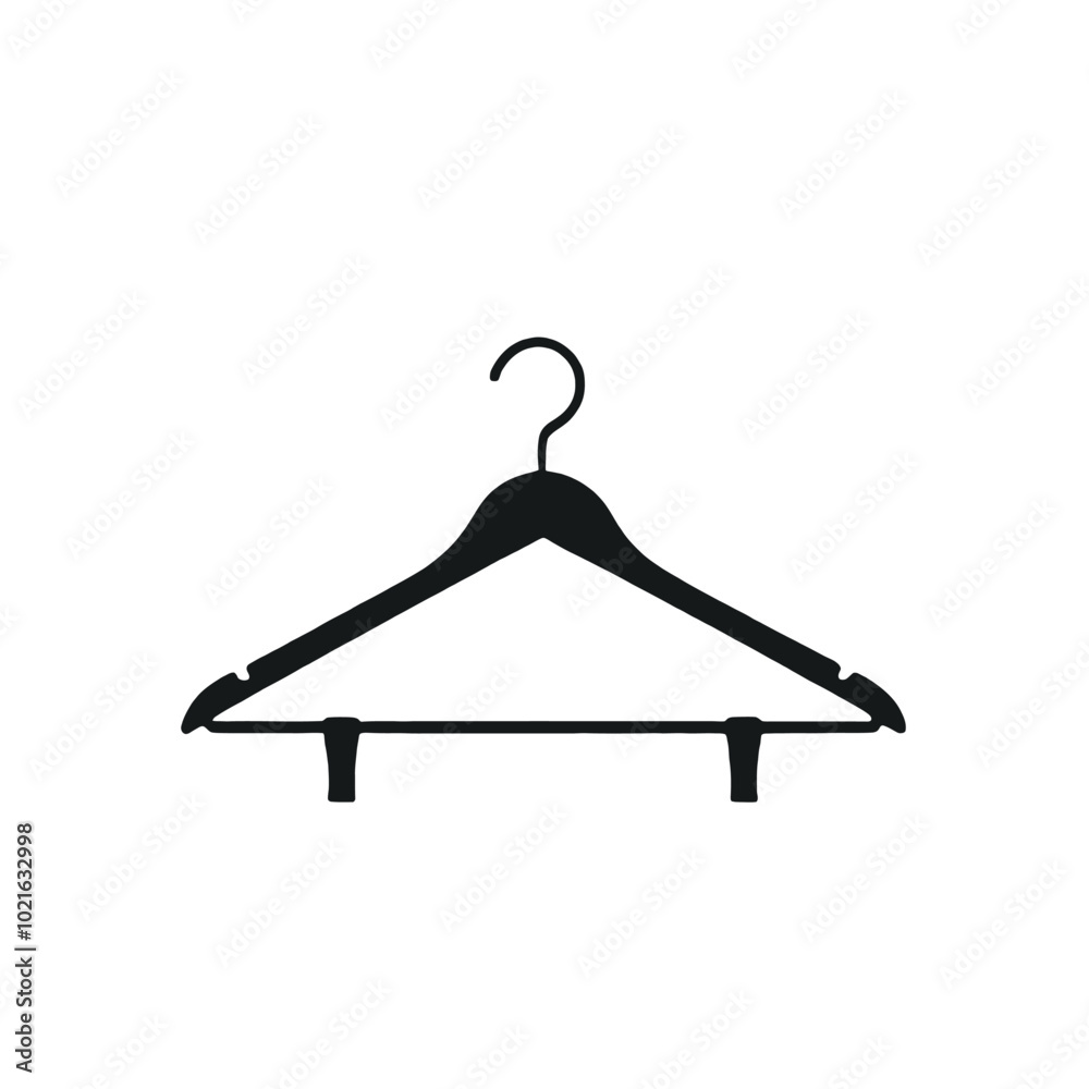 A black clothes hanger on a white background A black clothes hanger on a white background