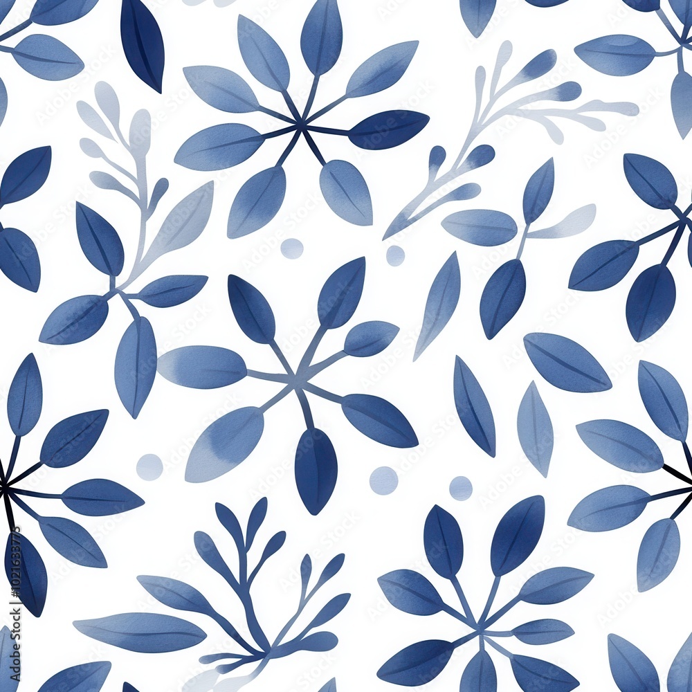Blue floral pattern on white background, perfect for design projects. Blue floral pattern on white background, perfect for design projects.