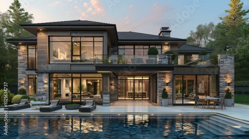 Modern Luxurious House with Pool and Patio Design