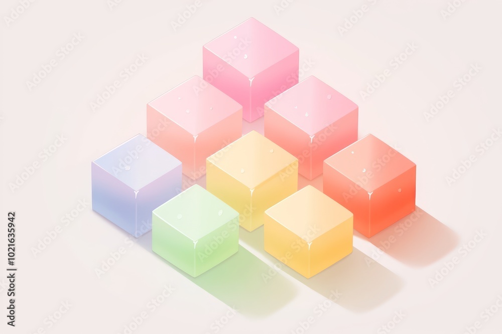 Fototapeta premium Pastel-Colored Cubes Arranged in a Triangle Shape