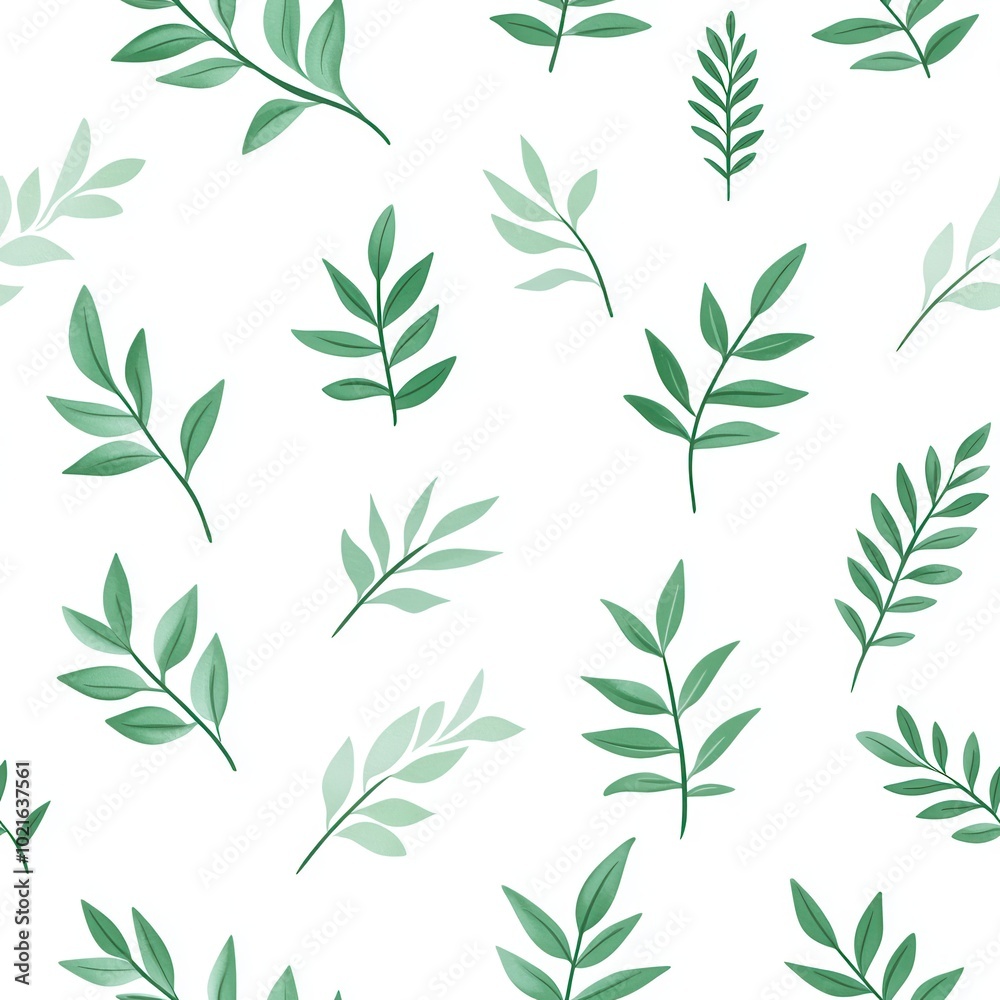 Various green leaves pattern on a white isolated background Various green leaves pattern on a white isolated background