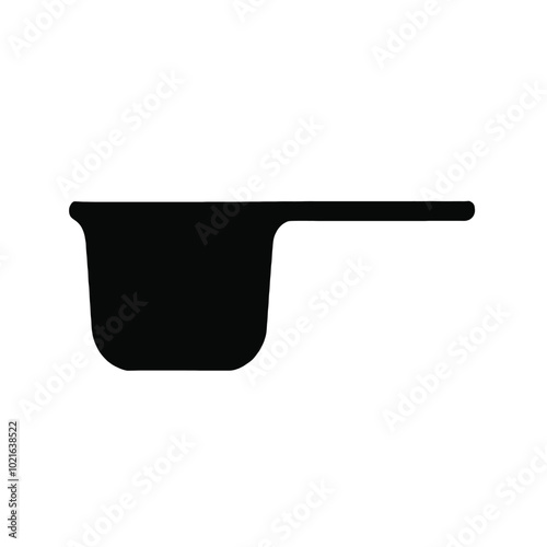 A black silhouette of a measuring cup or scoop 