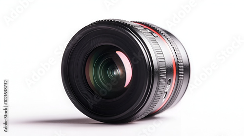 Camera lens on white isolated background.