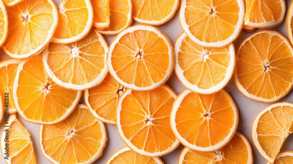 A collection of dried orange slices sits beautifully on parchment paper in the oven, highlighting the art of food preservation and enhancing flavors A collection of dried orange slices sits beautifully on parchment paper in the oven, highlighting the art of food preservation and enhancing flavors