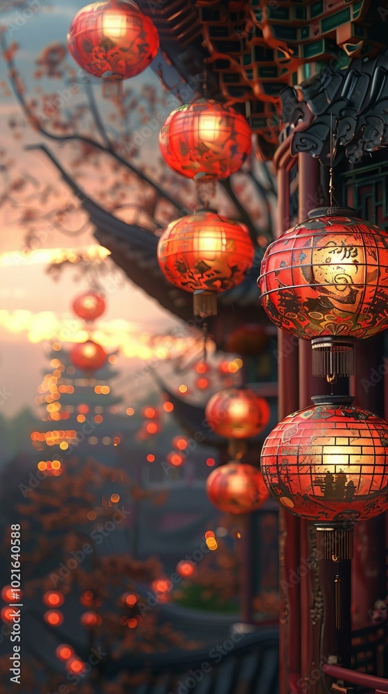 Beautiful Chinese Lanterns at Dusk Beautiful Chinese Lanterns at Dusk