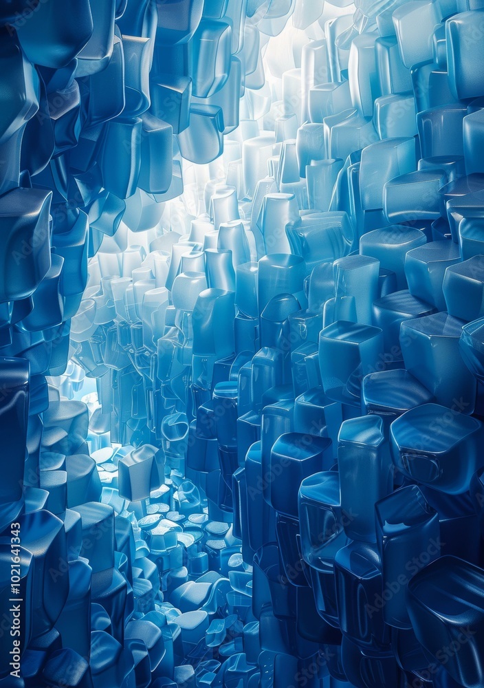 Fototapeta premium Blue translucent rough crystal cave