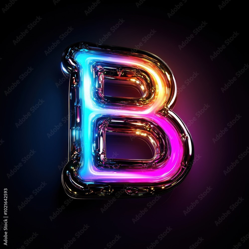 Vibrant 3D Letter B with Rainbow Hues and Glossy Finish Vibrant 3D Letter B with Rainbow Hues and Glossy Finish