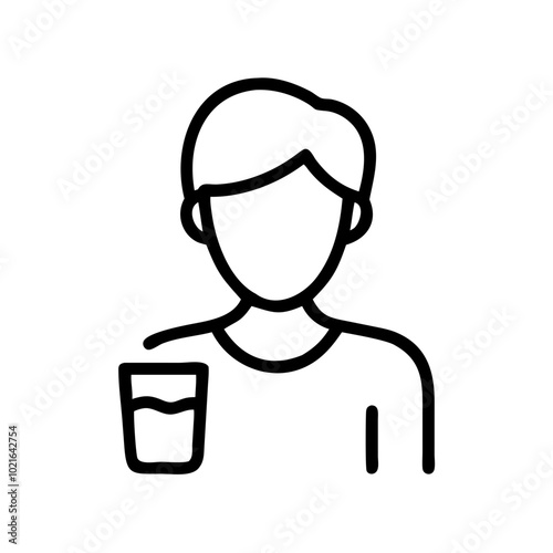 Black Icon of a Person Holding a Glass of Water