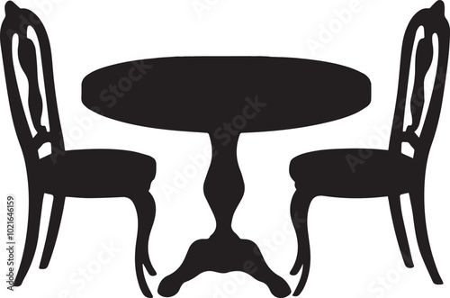 silhouette of a table and chairs