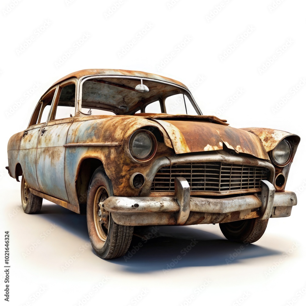 Rusty abandoned car showcases years of neglect in a desolate environment. Generative AI Rusty abandoned car showcases years of neglect in a desolate environment. Generative AI