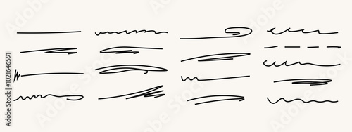 Set of Hand-Drawn Lines and Highlights,doodle, scetch