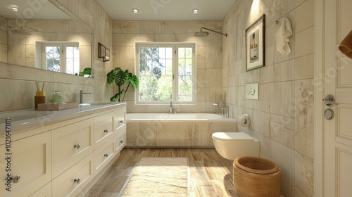 Modern Beige Bathroom Interior Design